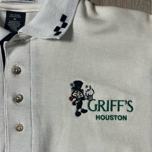 Vintage Speed Zone Race Gear Griff’s Houston Irish Pub Promo Polo Shirt Size M - Picture 3 of 6